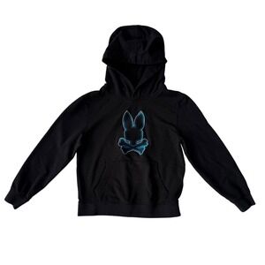 PSYCHO BUNNY Walter Micro French Terry Hoodie, Black, Kids Size Small (7-8)